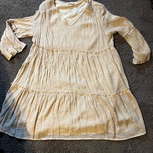 Elegant Cream Long Sleeve Dress